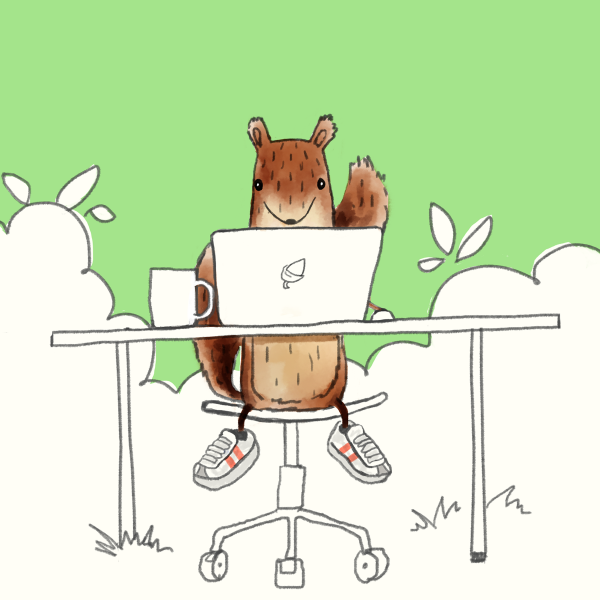 Frau Eichhörnchen am Laptop