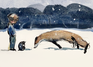 Die Hauptfiguren im Schnee