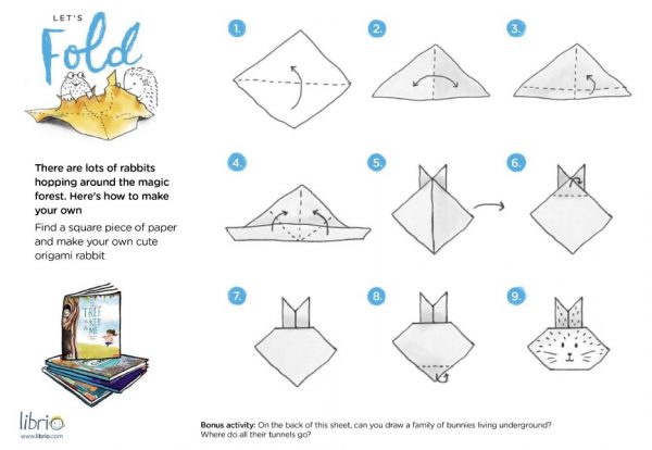 printable activities, downloadable activities, kids work sheets, rainy day activities, kids origami, easter rabbit origami