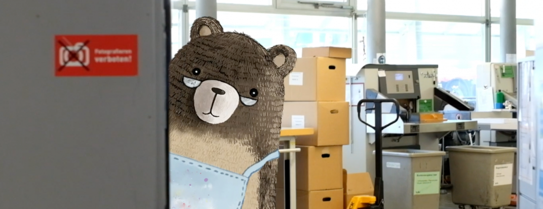 Herr Bär in der Druckerei