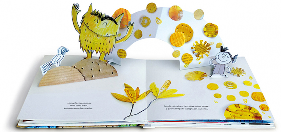 Eine Seite aus dem Buch "Farbengfroh" zum Thema Freude