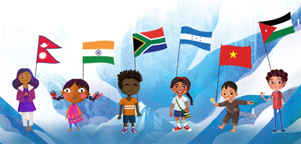 Six different children representing different countries in Be Brave book