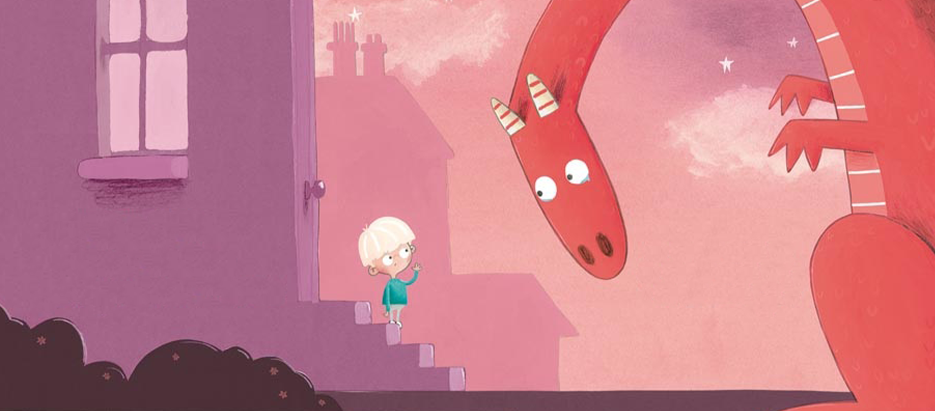 Drachenpost von Emma Yarlett: Junge und riesiger, roter Drachen