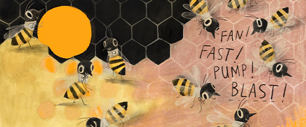 Ausschnitt aus dem Buch "Die Honigbiene": Mehrere Bienen im Bienenstock