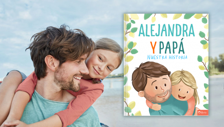 Padre e hija junto a su cuento del día del padre Nuestra Historia