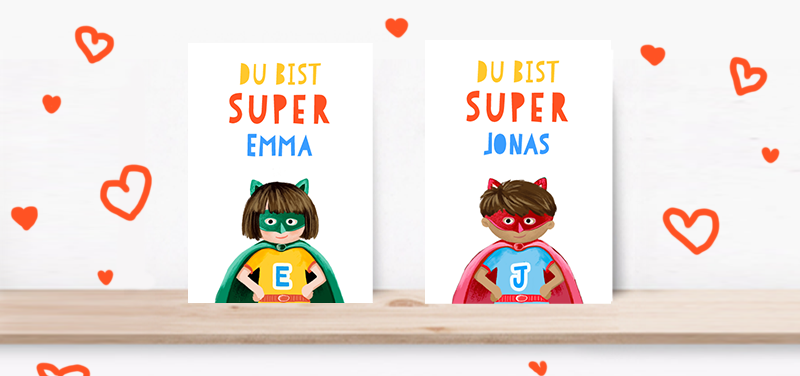 Geschenke zum Vatertag - Personalisierte Karte mit Superhelden-Motiv