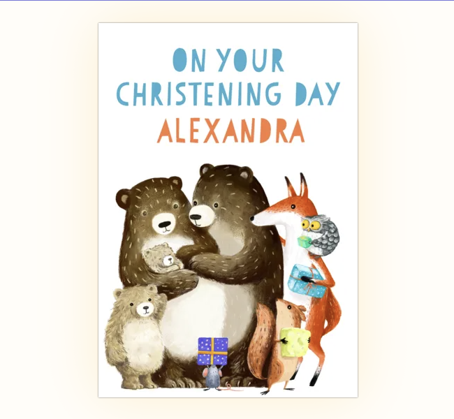 Christening cards English