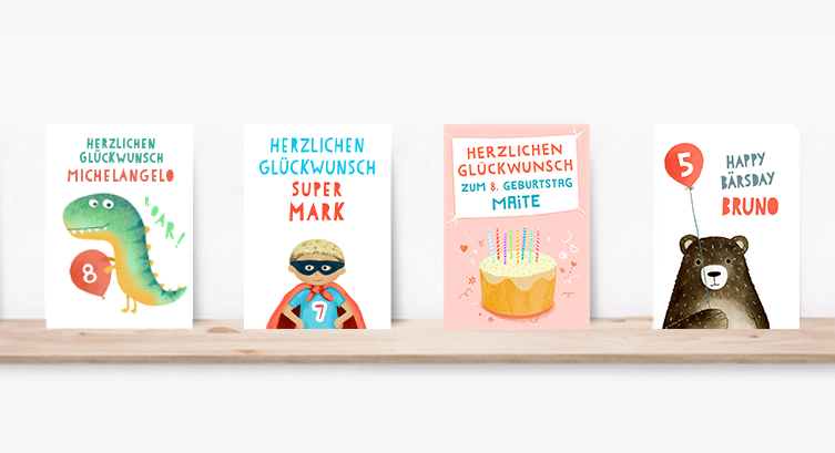 Karten mit Namen zum 1.Geburtstag