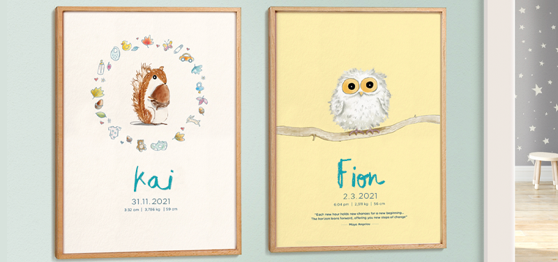 Geschenk erster Geburtstag: Poster mit Waldtieren