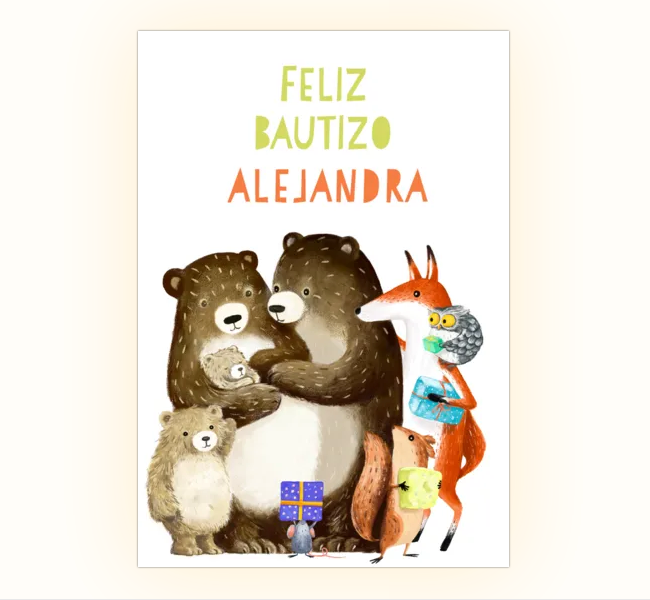 Tarjeta felicitación de bautizo