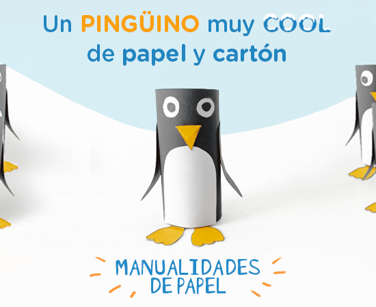 Varios pingüinos de papel y cartón