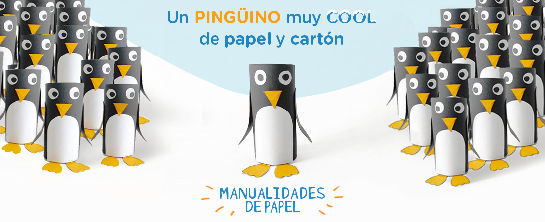 Varios pingüinos de papel y cartón