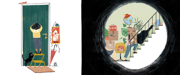 Agnes cotilleando la escalera