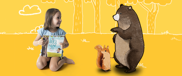 niña con los animales del bosque de Librio