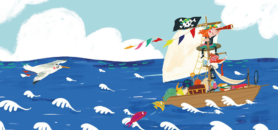 Ella Piratella auf ihrem Segelboot