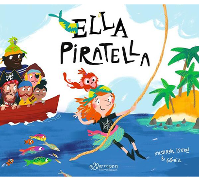 Ella Piratella: Buchcover mit Ella und dem Piratenschiff