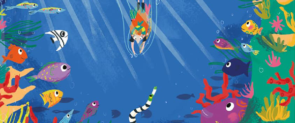 Daniela diving down to find some fish