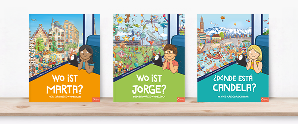 Spanische Namen: drei Bücher auf einem Regal