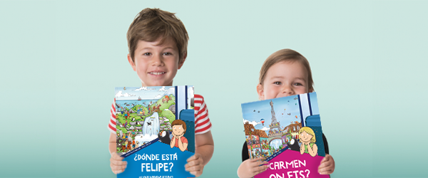 Niños con la portada del libro de busca y encuentra por Europa
