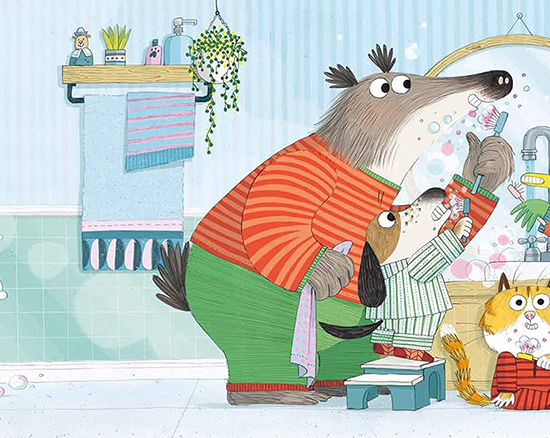 „Die allerkürzeste Gutenachtgeschichte der Welt“: Die Tiere im Badezimmer: Sie machen sich bereit für die Nacht