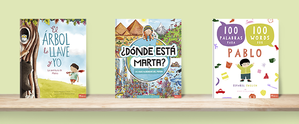 3 libros en una estantería