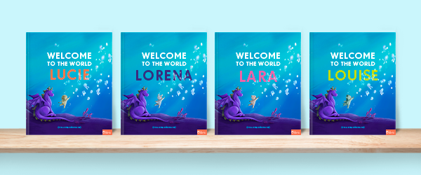A selection of Welcome to the World books created with the girls' names beginning with the letter L