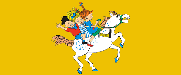 pippi longstocking on a horse with her friends